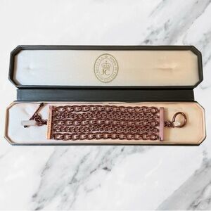 Juicy Couture Rose Gold Multi Chain Toggle Bracelet with Box Y2K